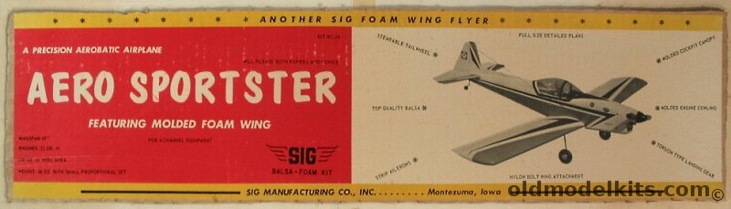 SIG Aero Sportster - 45 inch Wingspan Precision Acrobatic R/C Airplane, RC-24 plastic model kit